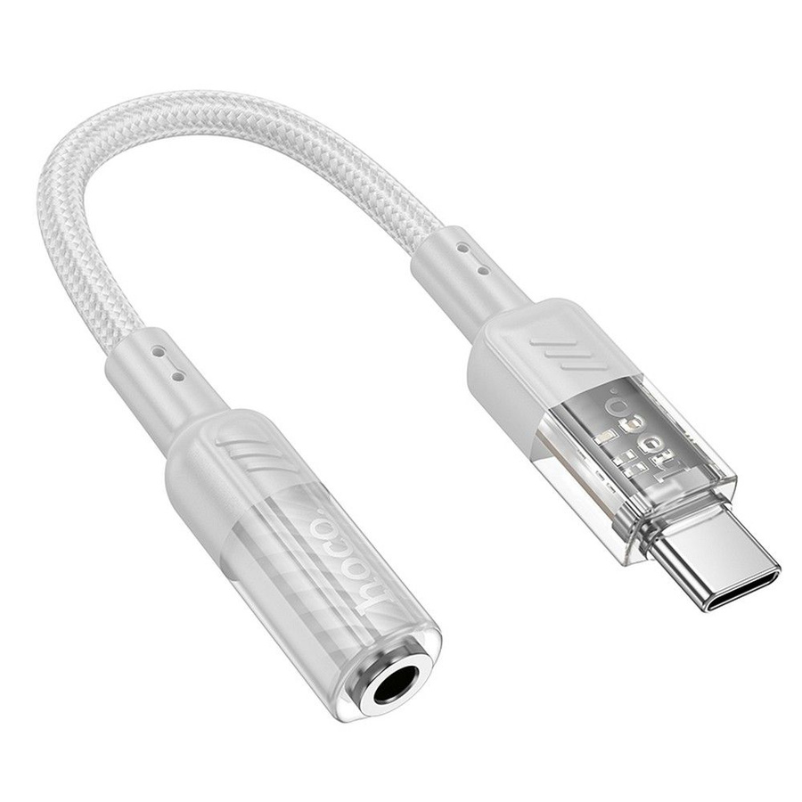 adapteris AUX USB C do Jack 3,5 mm Hoco 0,15 m LS37 transparentny pilkas