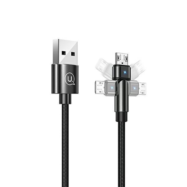 USAMS pintas sukamasis laidas U60 2A microUSB juodas 1m SJ478USB01 (US-SJ478)