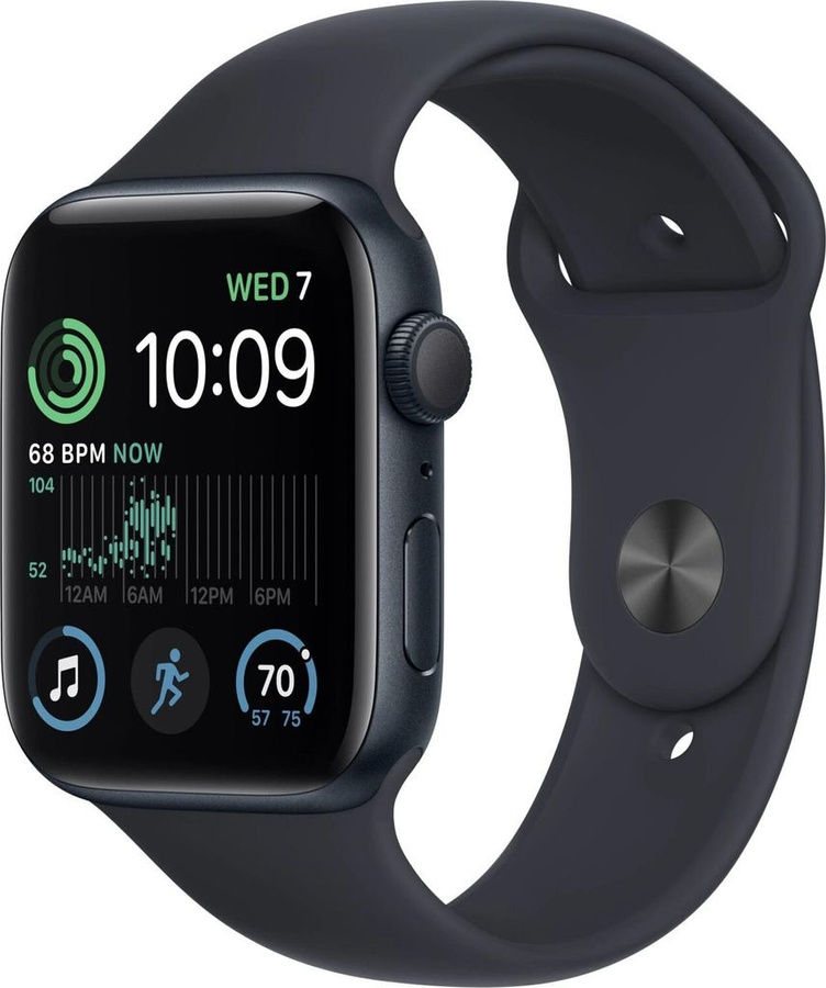 Apple Watch SE (2022) 44mm GPS Aluminum Case Black + sportinis dirželis Black Grade C