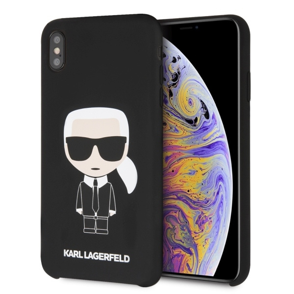 Karl Lagerfeld KLHCI65SLFKBK iPhone XsMax kietasis dėklas juodas/black Silicone Iconic