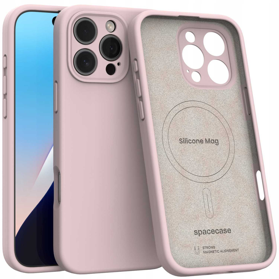 Spacecase silikoninis dėklas Mag iPhone 16 Pro Max šviesiai rožinis