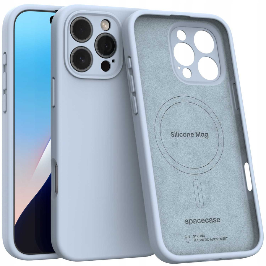 Spacecase Dėklas Silicone Mag iPhone 16 Pro Max šviesiai mėlynas