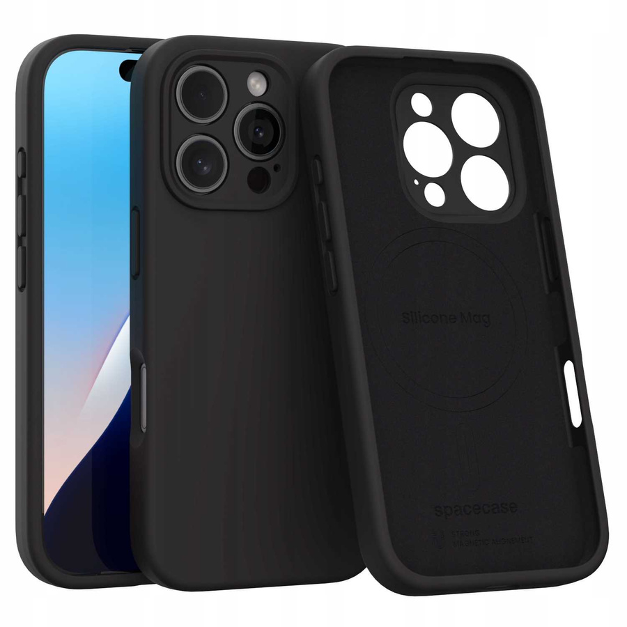 Spacecase Dėklas Silicone Mag iPhone 16 Pro juodas