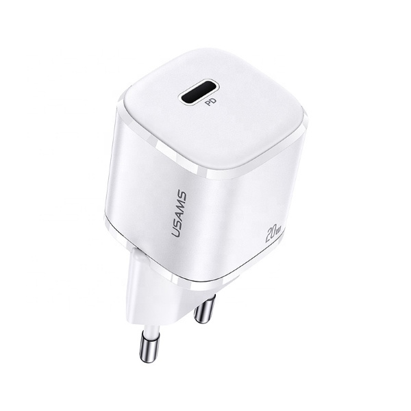 USAMS Tinklo įkroviklis 1xUSB-C T36 mini 20W(only head) PD3.0 Fast Charging baltas/white CC124TC02 (US-CC124)
