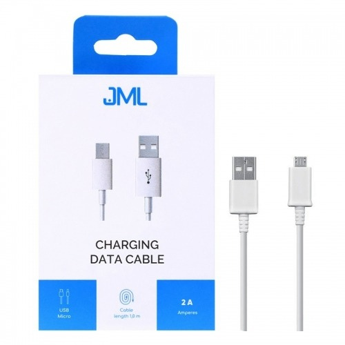 JML CD-113 USB MICRO laidas - 2A 1M - BALTAS