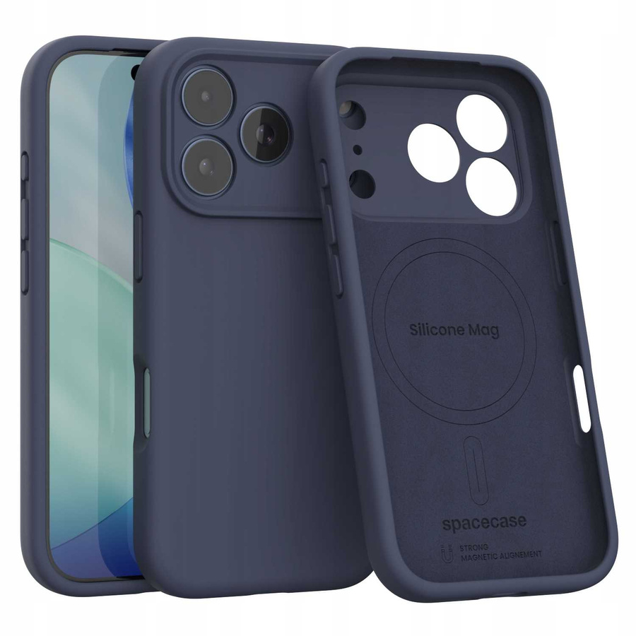 Spacecase Dėklas Silicone Mag iPhone 17 Pro tamsiai mėlynas