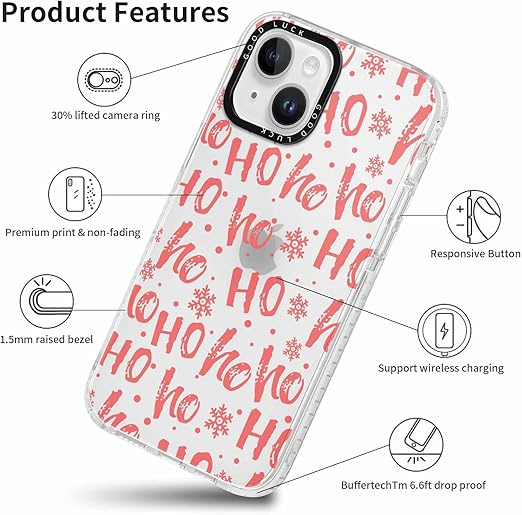 Pnakqil Christmas Dėklas iPhone 16 Pro Ho! ho! Rožinis