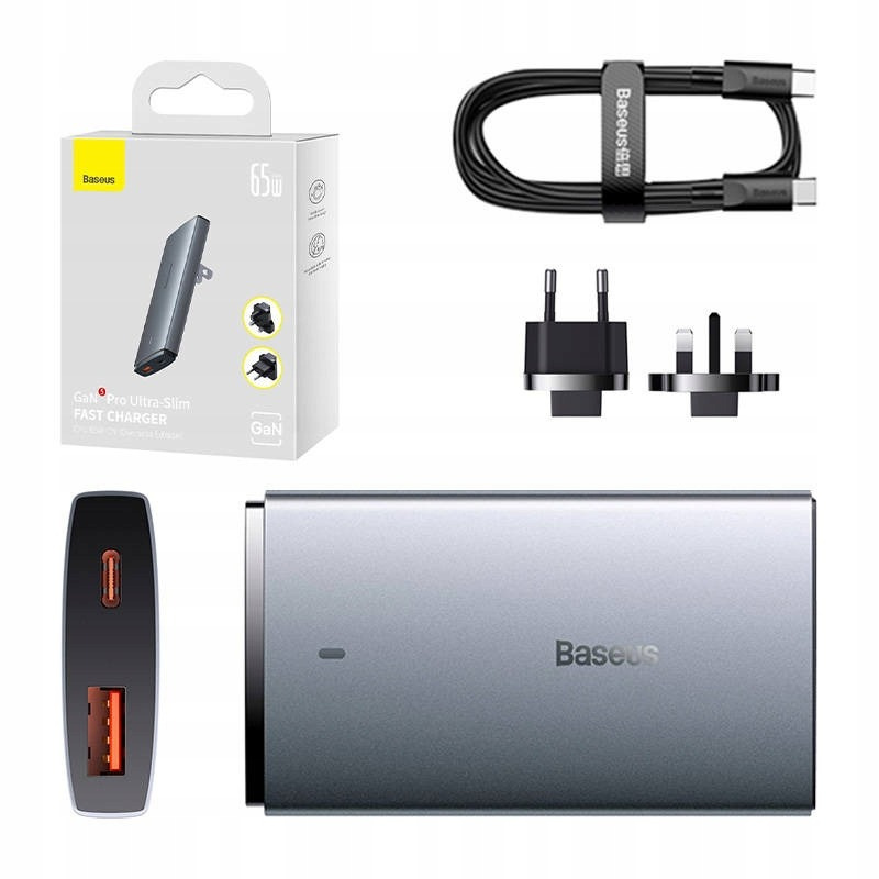 BASEUS GaN5 PRO 65W TINKLO ĮKROVIKLIS ITIN GREITAS USB C USB A QC