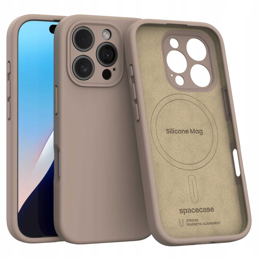 Spacecase Dėklas Silicone Mag iPhone 16 Pro rudas
