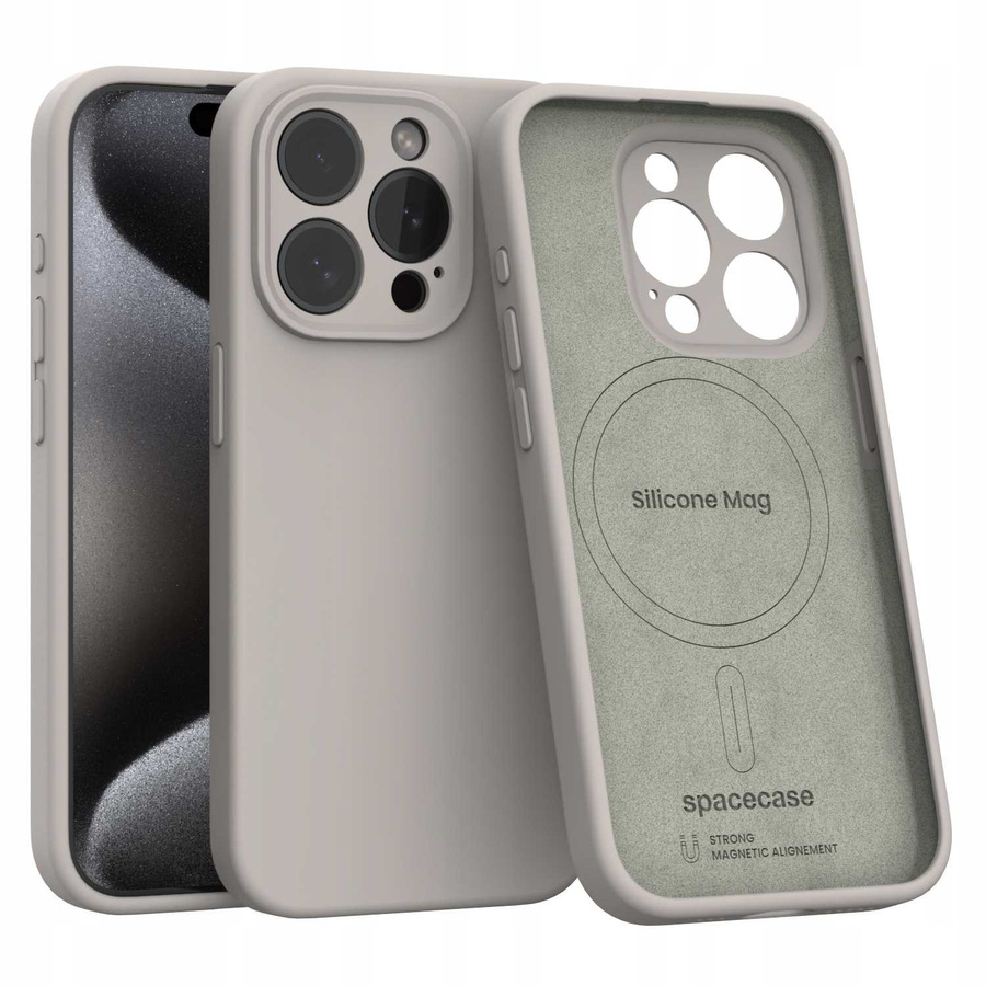 Spacecase silikoninis dėklas Mag iPhone 15 Pro akmens