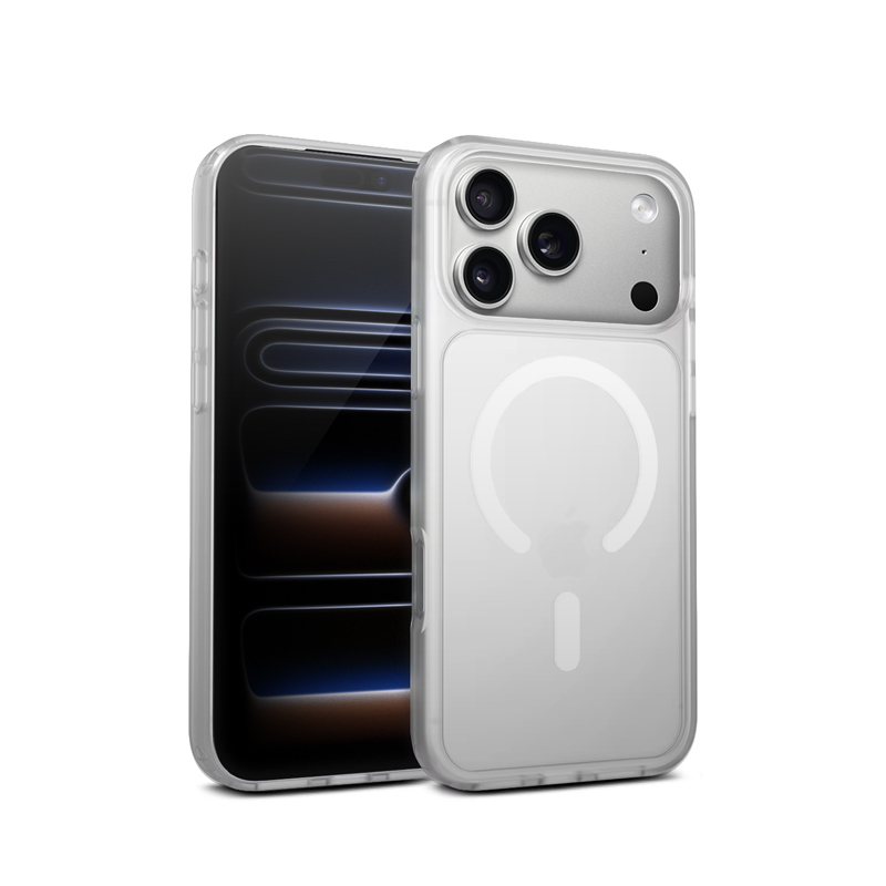 Crong Hybrid Matte Magnetic - MagSafe iPhone 17 Pro Max dėklas (baltas)