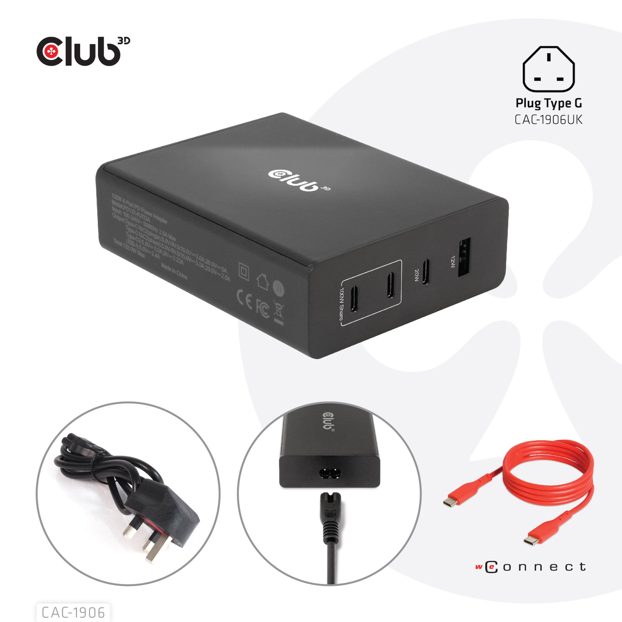 Kelioninis USB-C įkroviklis 132W GaN CAC-1906 Club3D