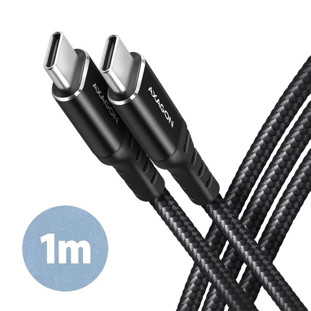 Axagon USB-C į USB-C laidas 1m 60W HQ juodas BUCM-CM10AB
