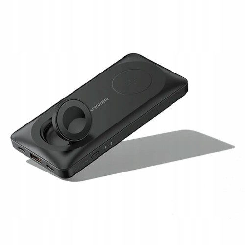 Power Bank Veger "W1156" juodas 10000mAh (belaidis įkrovimas 15W / PD 22.5W / QC3.0)