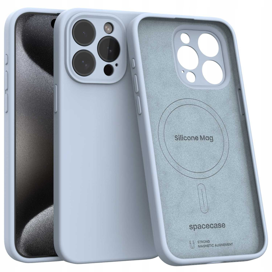 Spacecase silikoninis dėklas Mag iPhone 15 Pro Max šviesiai mėlynas