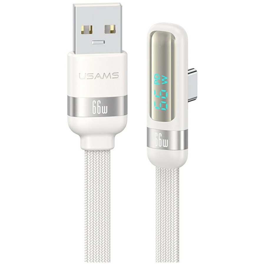 Laidas USAMS US-SJ651 66W USB-A/USB-C 1.2m baltas