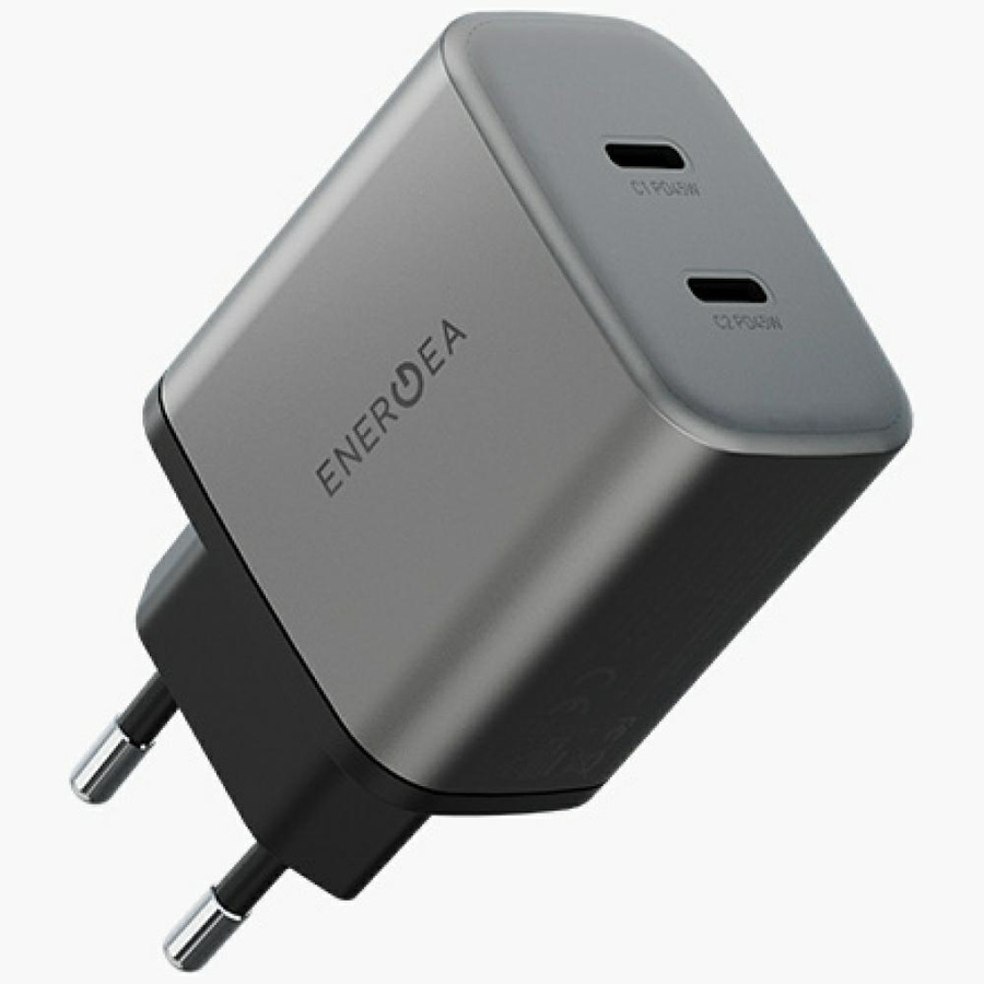 Tinklo įkroviklis Energea Ampcharge GaN45 2xUSB-C PD/PPS/QC3.0 45W pilkas