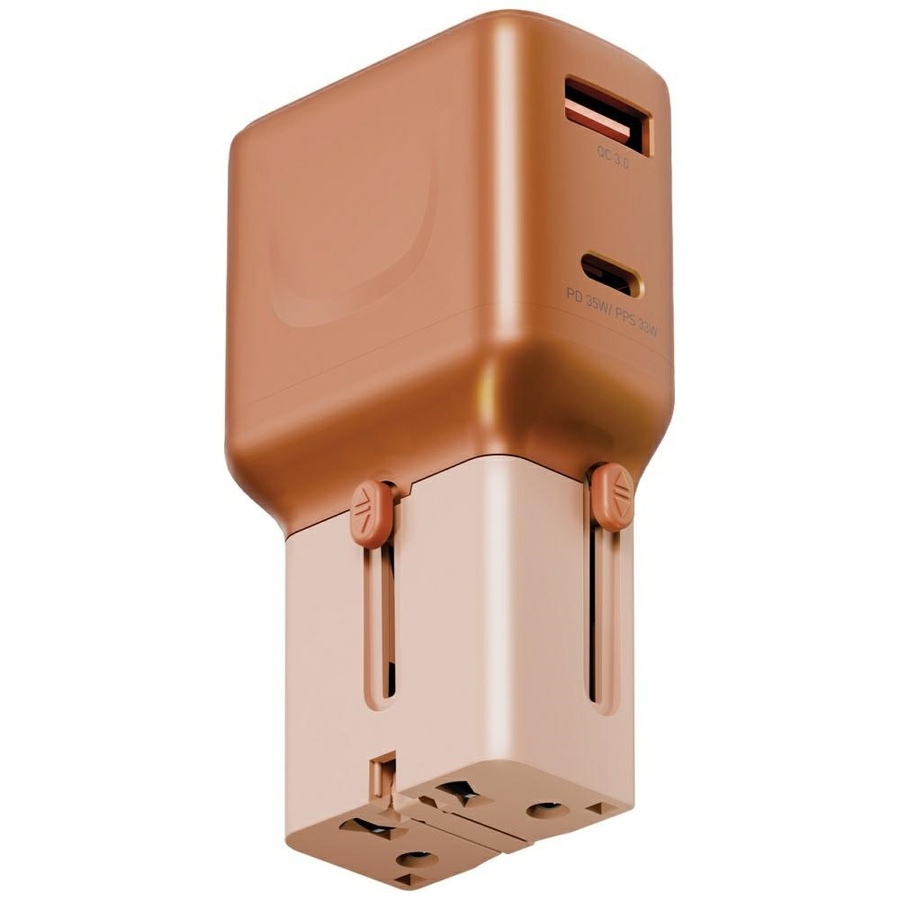 Tinklo įkroviklis Energea TravelGo Adapter 35 USB-A/USB-C 35W oranžinis