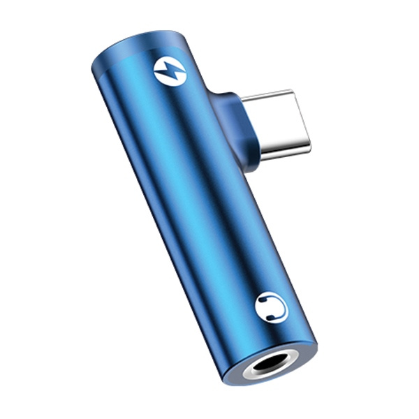 USAMS Adapteris AU07 2w1 USB-C mėlynas/blue USB-C + 3,5mm SJ277TC02 (US-SJ277)