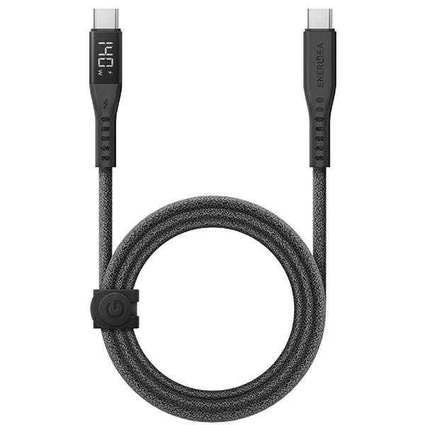 ENERGEA Laidas Flow USB-C - USB-CDigital Ekranas 1.5m juodas/black 240W 5A PD Fast Charge