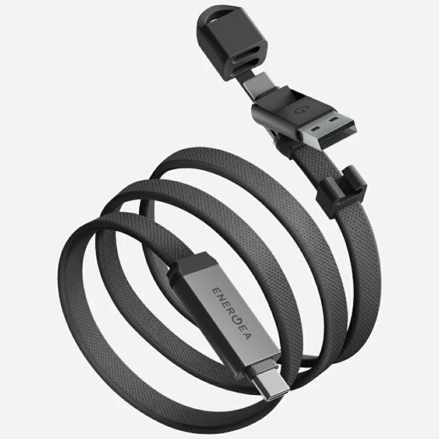 Laidas Energea Sheath Travel 2w1 USB-C į USB-C/USB-A 480Mbps 60W 1.2m gunmetal
