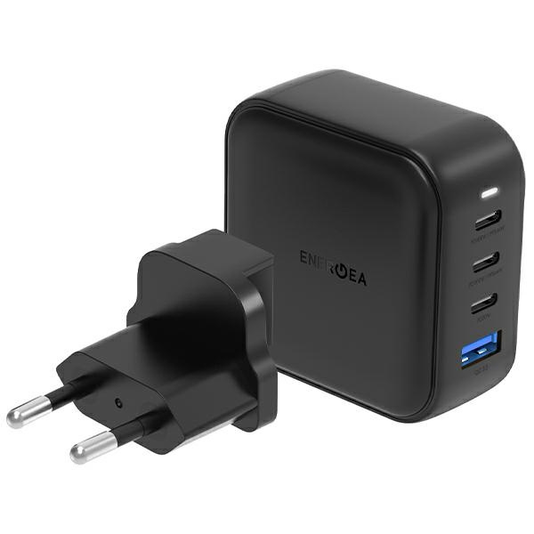 ENERGEA tinklo įkroviklis 1xUSB+3xUSB-CPD-PPS-QC 3.0 100W 3C1A juodas/black US+EU Travelite GAN100
