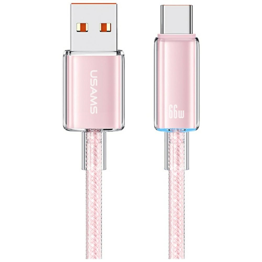 Laidas USAMS Cloud Series US-SJ658 6A USB-A į USB-C 1,2m rožinis