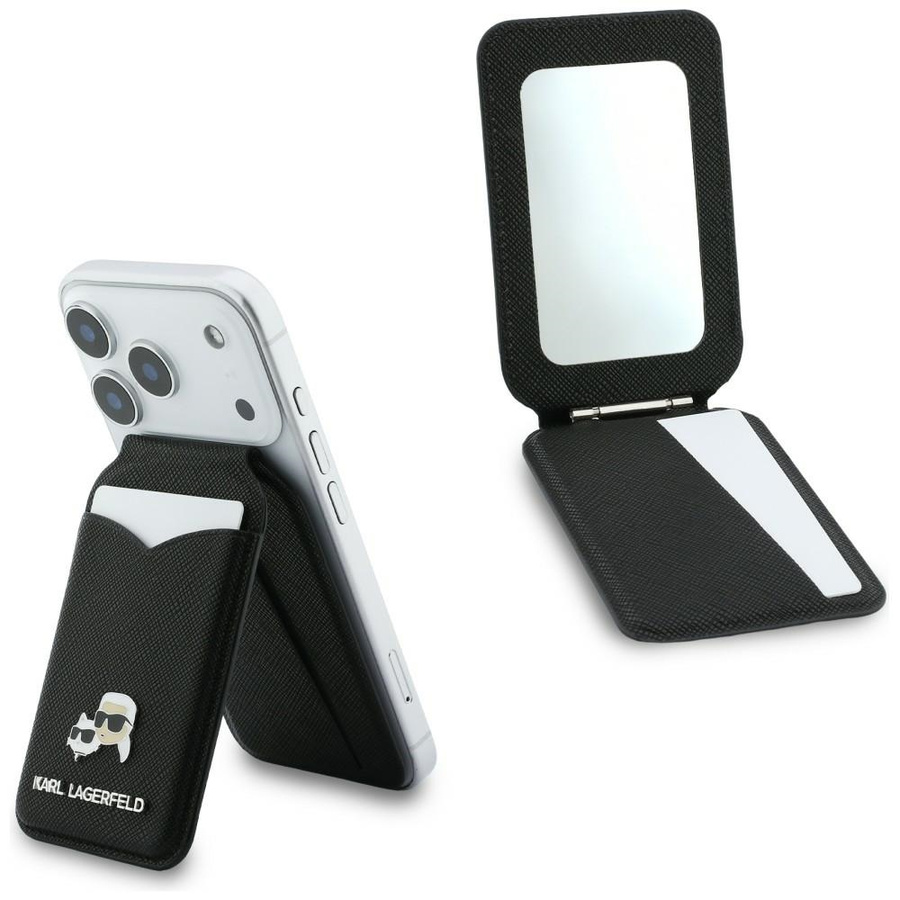 Karl Lagerfeld Stand Mirror MagSafe piniginė su veidrodėliu juodas