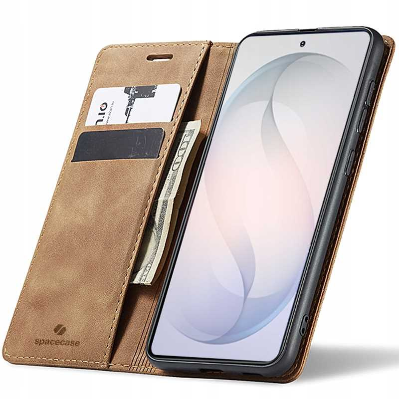 Spacecase dėklas Wallet Galaxy S26 šviesiai rudas