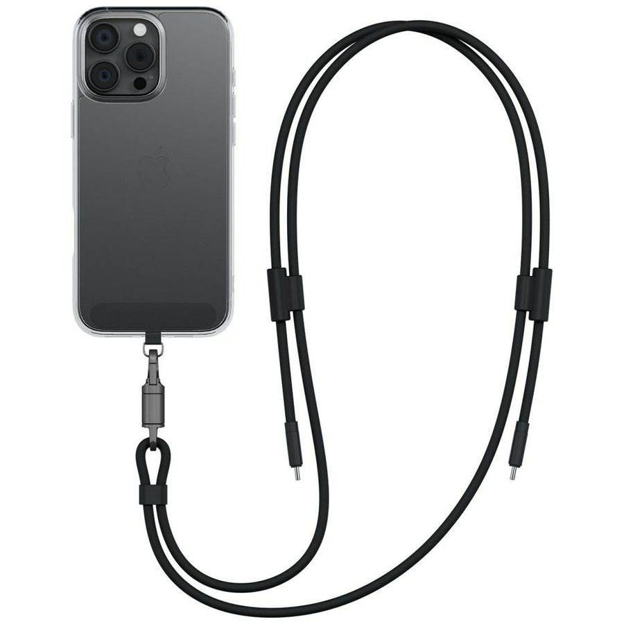 Laidas ENERGEA Lasso Lanyard virvutė telefonui USB-C - USB-C 1.5m 240W juodas