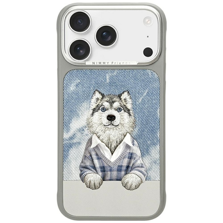 Nimmy Gentle Pets Series Dog MagSafe dėklas iPhone 17 Pro pilkas