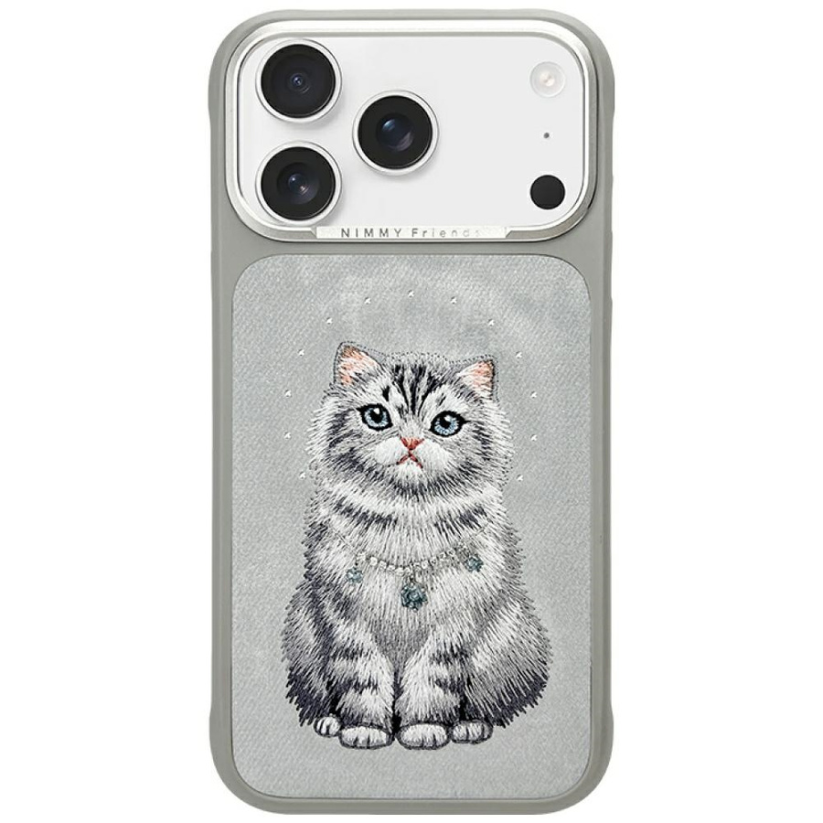 Nimmy Lucky Fashion Cat MagSafe dėklas iPhone 17 Pro Max pilkas