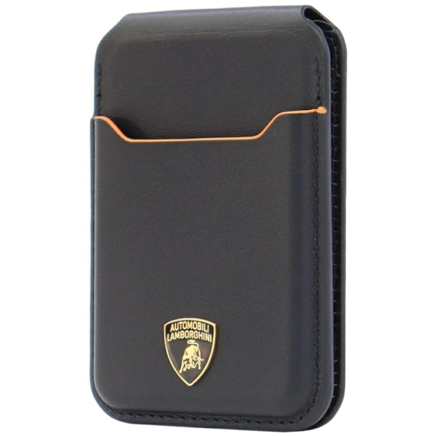 Magnetinė piniginė Lamborghini D1 Genuine Leather MagSafe stovas telefonui oranžinis