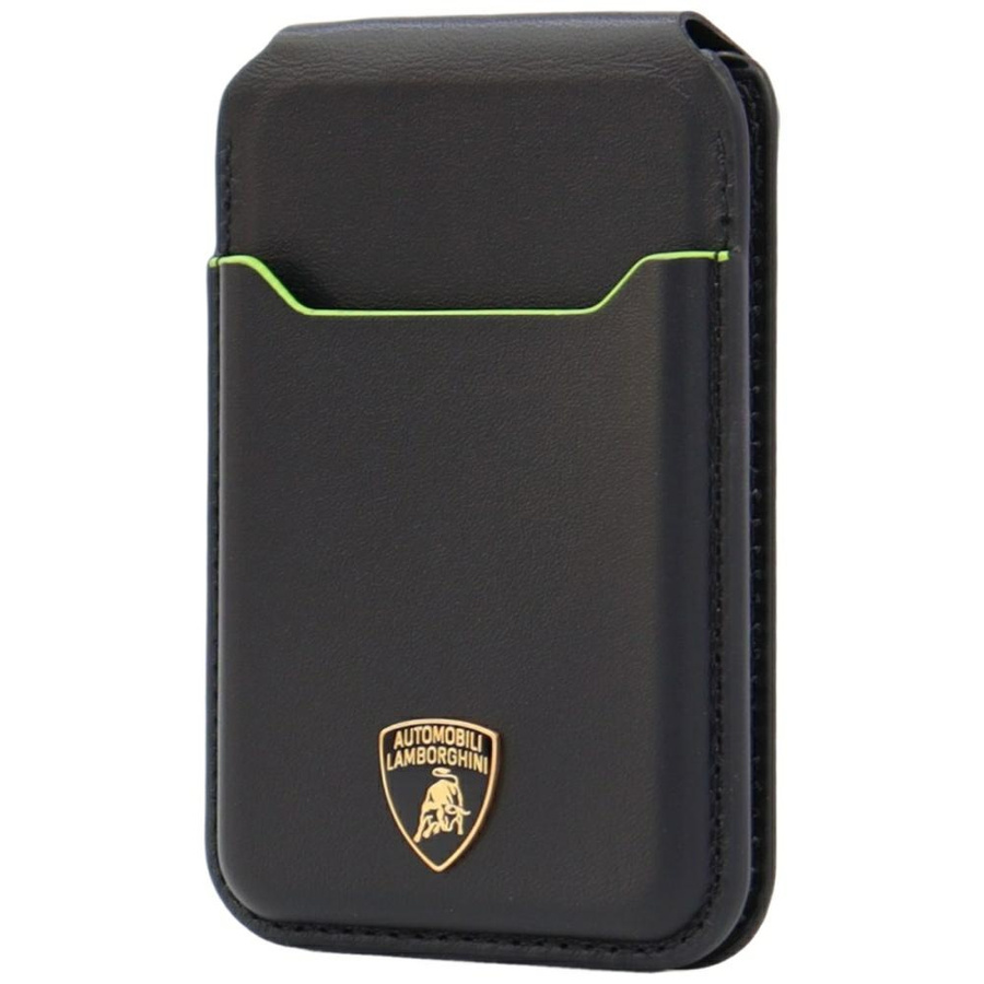 Magnetinė piniginė Lamborghini D1 Genuine Leather MagSafe stovas telefonui žalias