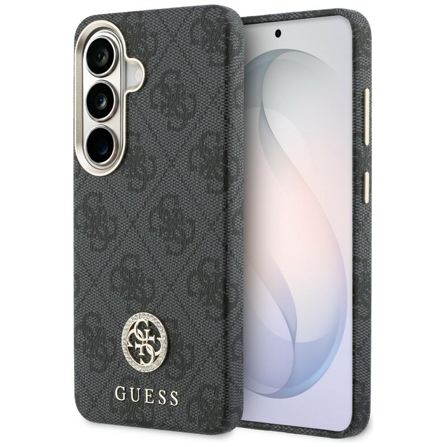 Guess dėklas 4G Rhinestone Round Logo MagSafe skirtas Samsung Galaxy S26 Plus juodas