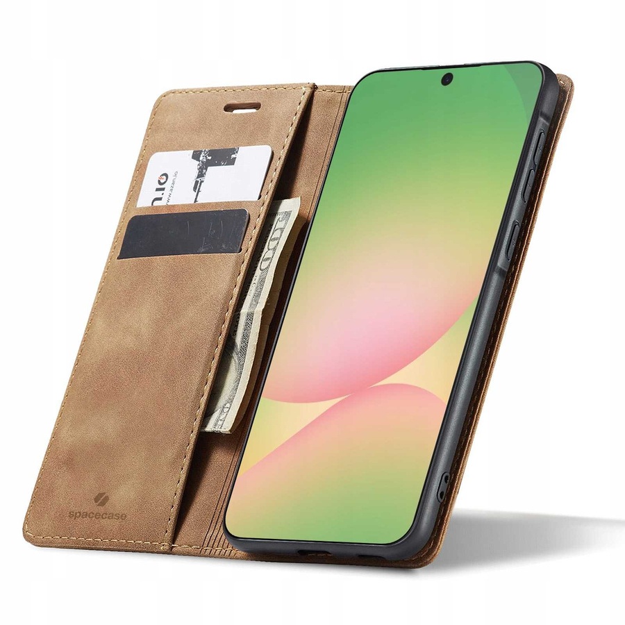 Spacecase piniginės dėklas Galaxy A37 5G šviesiai rudas