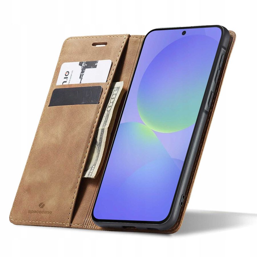 Spacecase piniginės dėklas Galaxy A57 5G šviesiai rudas