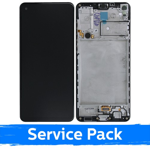 Ekranas skirtas Samsung A217 2020 A21s juodas su rėmeliu (Service Pack)