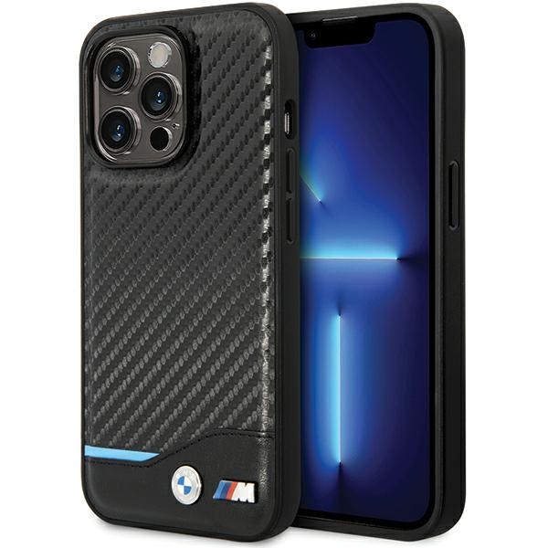 BMW Leather Carbon dėklas iPhone 13 Pro / 13 - juodas