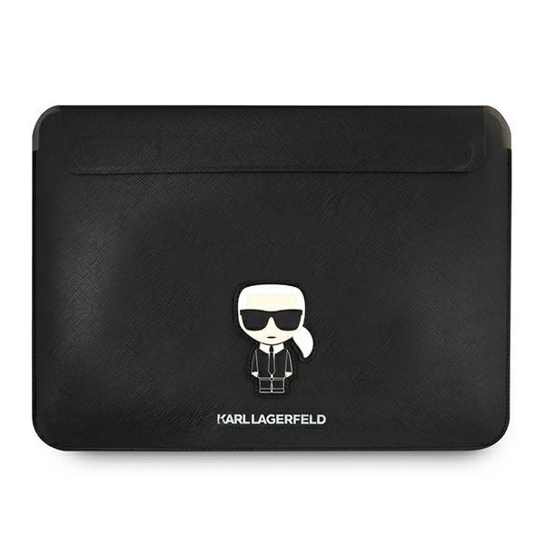 Karl Lagerfeld Sleeve Saffiano Ikonik Karl 16" Laptop Bag - Black