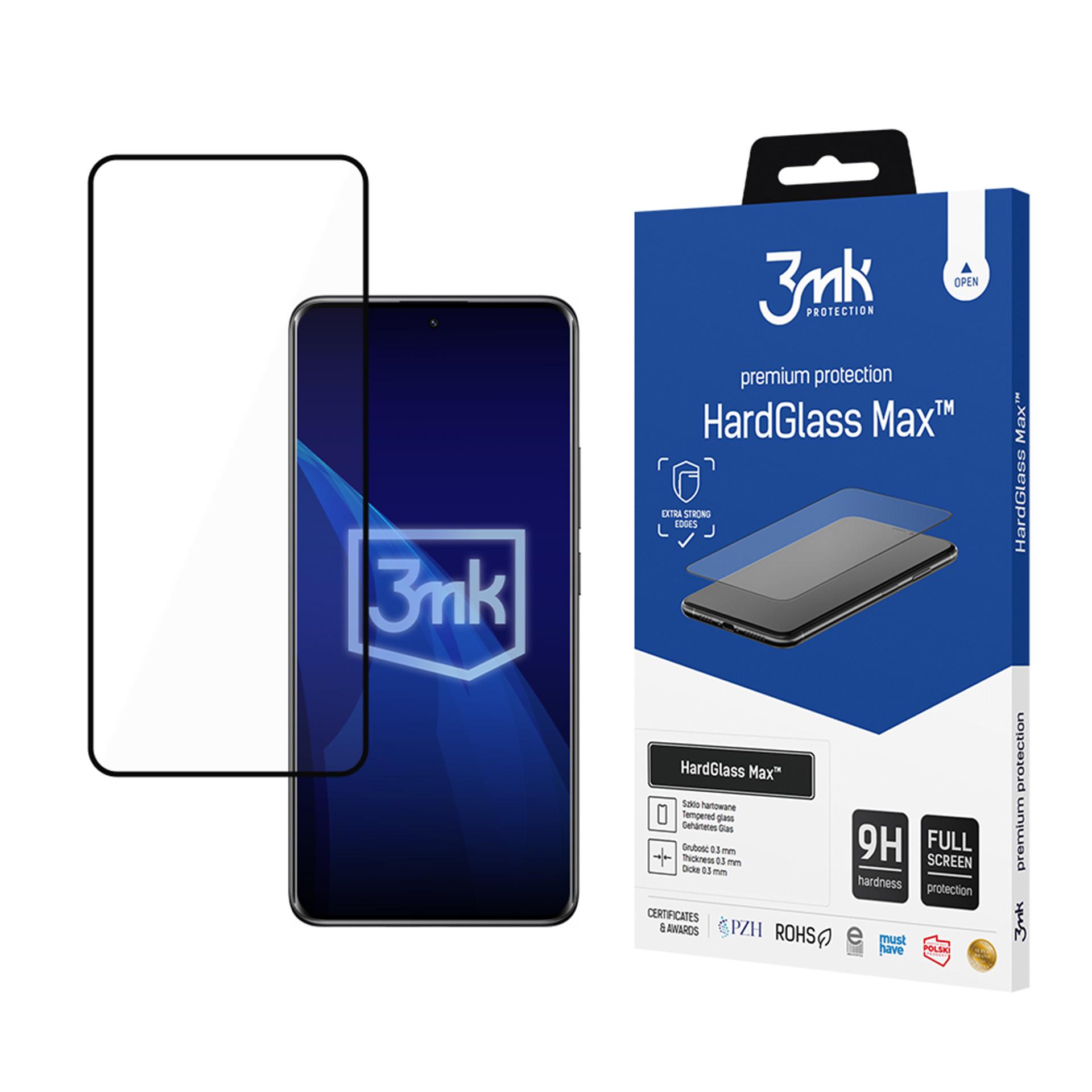 Reinforced Full Coverage Tempered Glass 3mk HardGlass Max Black for Xiaomi Redmi Note 14 Pro 4G / 5G / Pro+