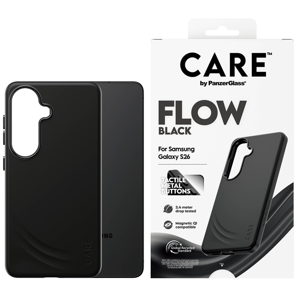 CARE by PanzerGlass Flow Black QI Case for Samsung Galaxy S26 - Black