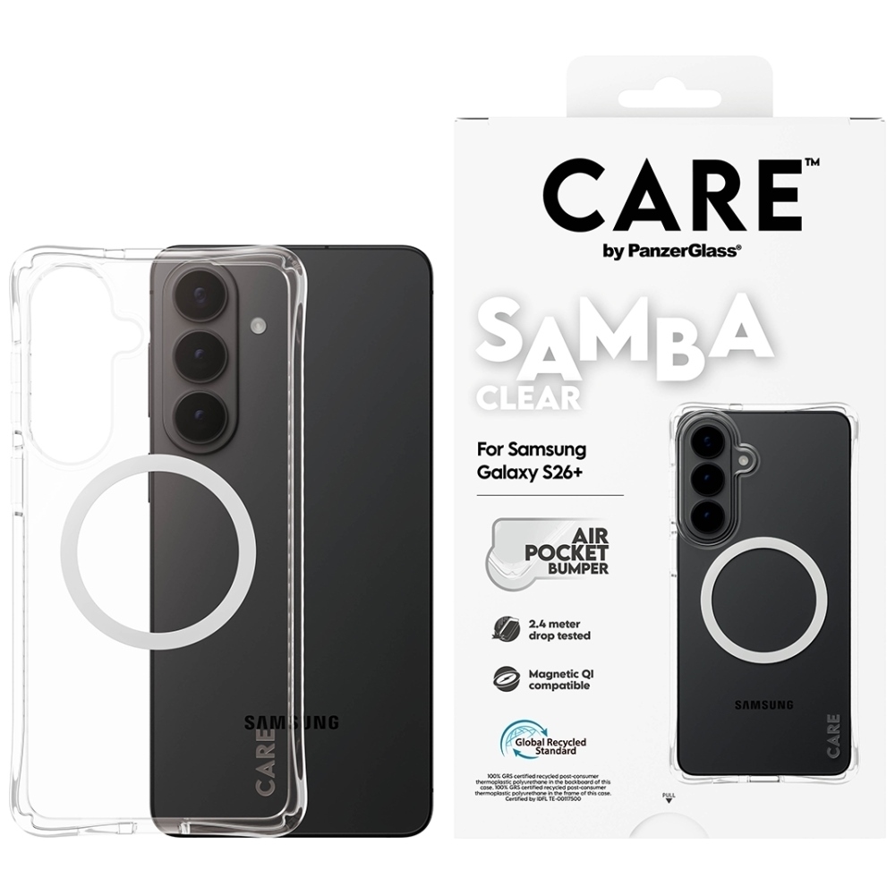 CARE by PanzerGlass Samba Transparent Qi Case for Samsung Galaxy S26+ - Transparent