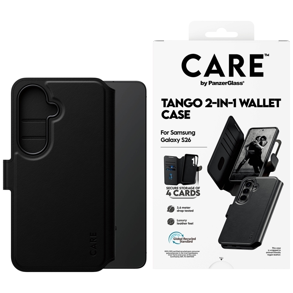 CARE by PanzerGlass Tango 2in1 Wallet Case for Samsung Galaxy S26 - Black