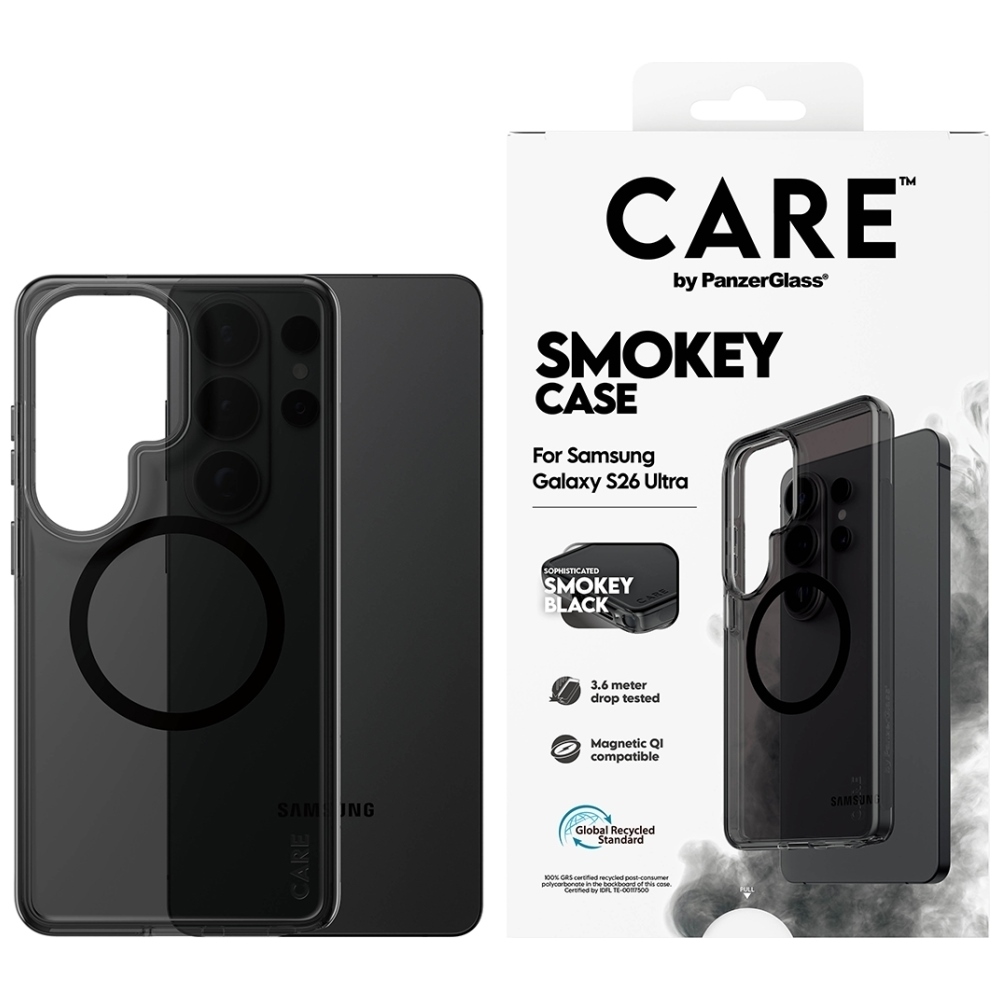 CARE by PanzerGlass Urban Explorer Smokey Case w. Black Qi for Samsung Galaxy S26 Ultra - Black