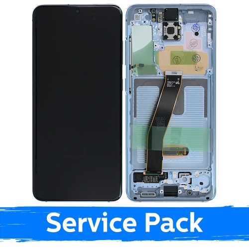 Ekranas skirtas Samsung G980 S20 su rėmeliu / Cloud Blue / (Service Pack)