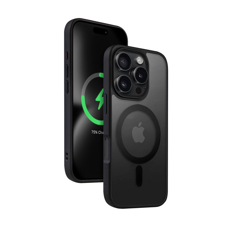 Crong Hybrid Frost MAG Cover - dėklas with MagSafe iPhone 16 Pro (juodas)