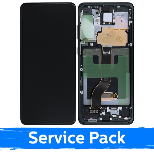 Ekranas skirtas Samsung G986 (G985) S20 Plus su rėmeliu / Cosmic Black / (Service Pack)