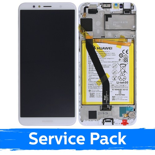 Ekranas skirtas Huawei Y6 2018 baltas su rėmeliu (Service Pack)
