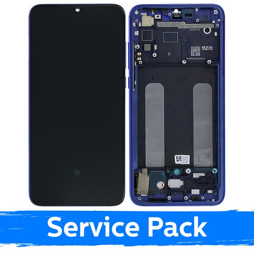 Ekranas skirtas Xiaomi Mi 9 Lite su rėmeliu / Aurora Blue / (Service Pack)